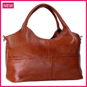 Vegan Leather Tote Bag with Detachable Strap, 13.5" L, Lightweight Hobo Purse
